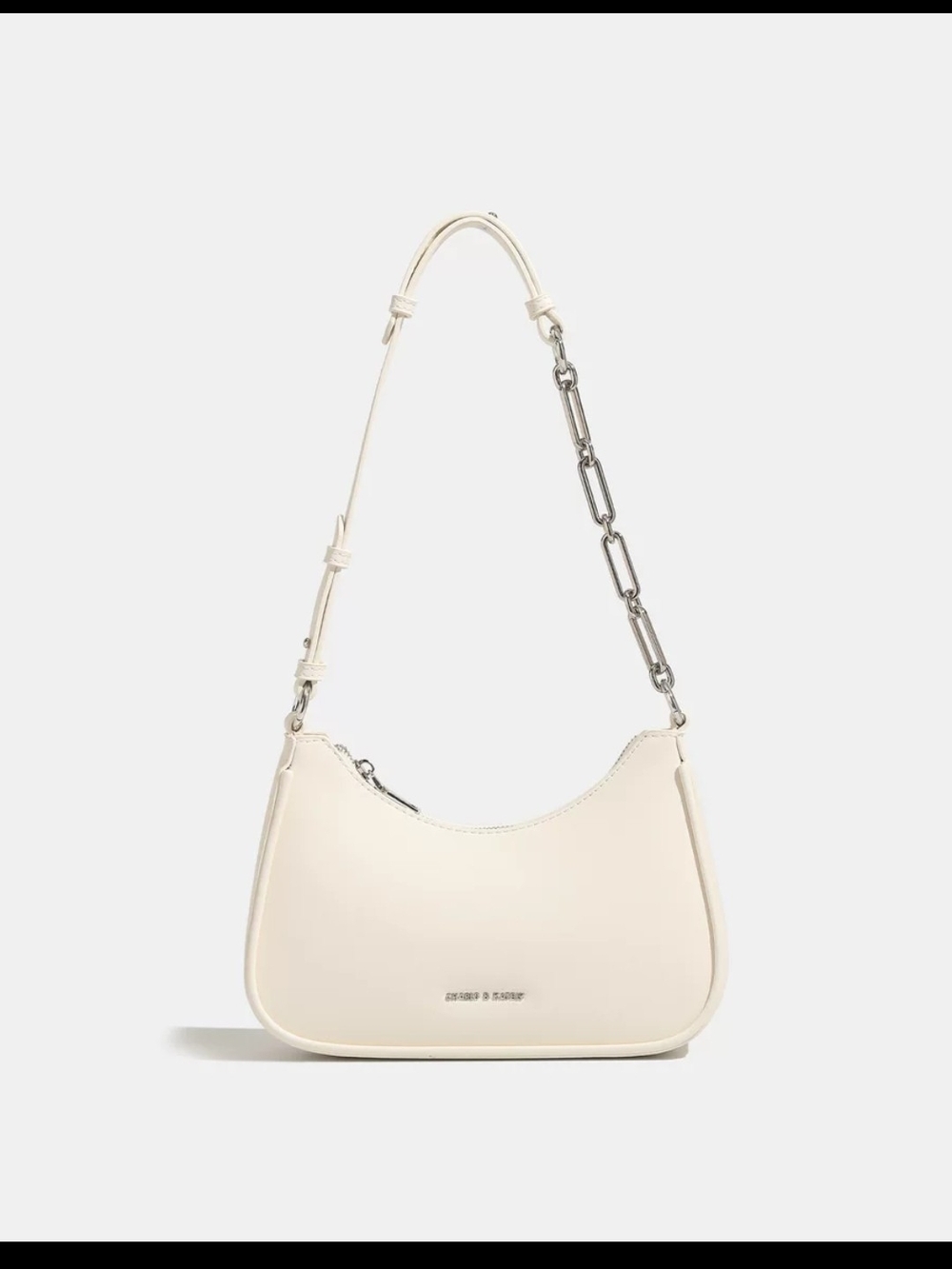 Cream Shoulder Bag with Chain Detail